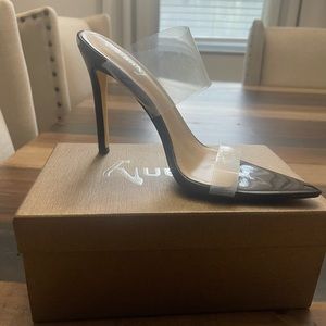 Gently used black and clear heels
